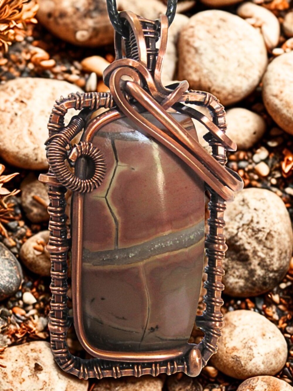Handmade Wire Wrapped Septarian Stone crystal. Also known as the "Dragon Stone" - Picture 5 of 7